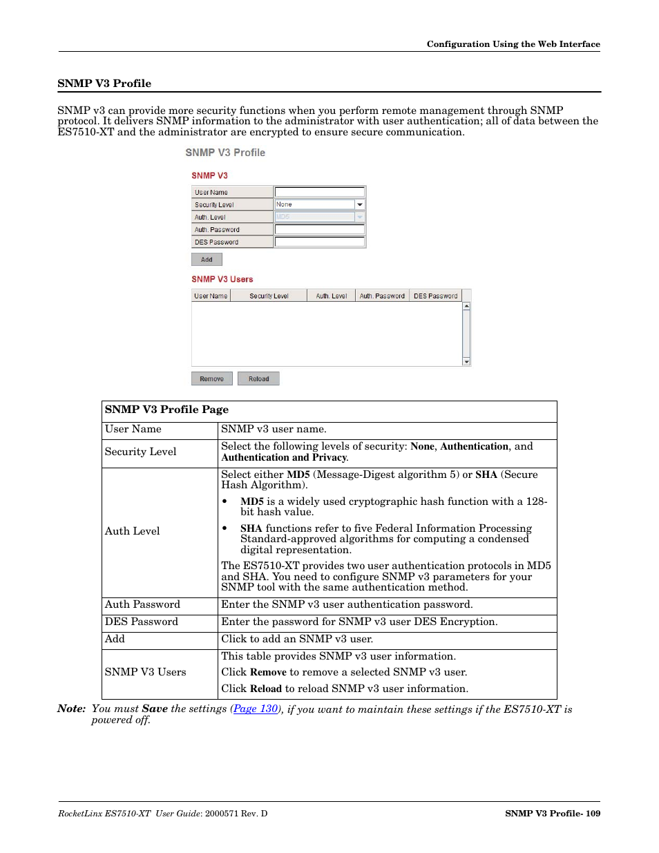 Snmp v3 profile | Comtrol ES7510-XT User Manual | Page 109 / 215