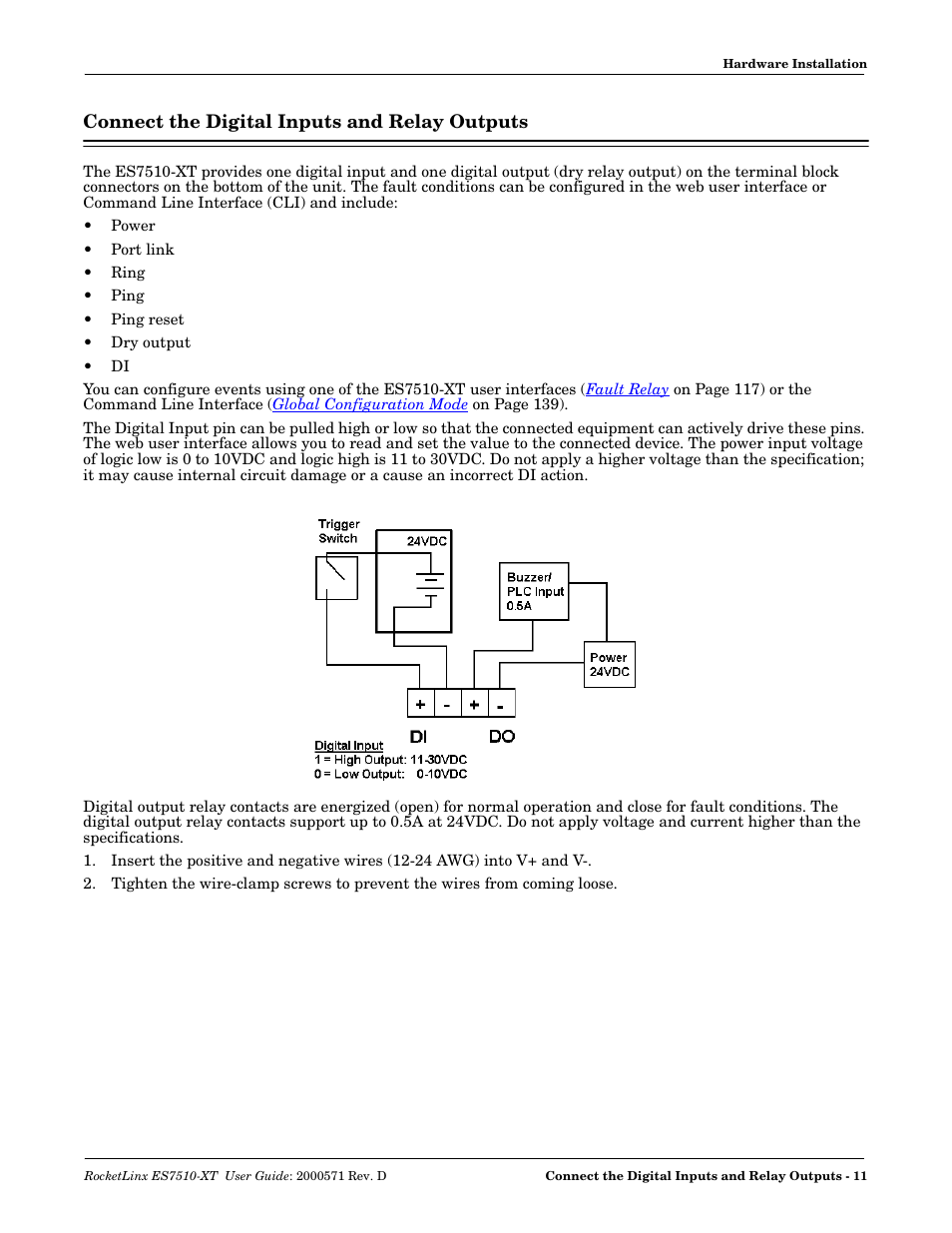 Connect the digital inputs and relay outputs | Comtrol ES7510-XT User Manual | Page 11 / 215