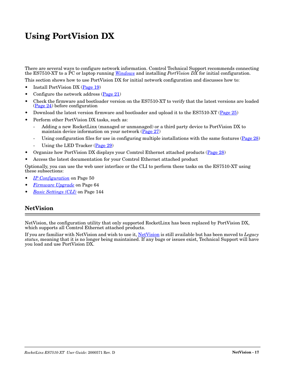 Using portvision dx, Netvision | Comtrol ES7510-XT User Manual | Page 17 / 215