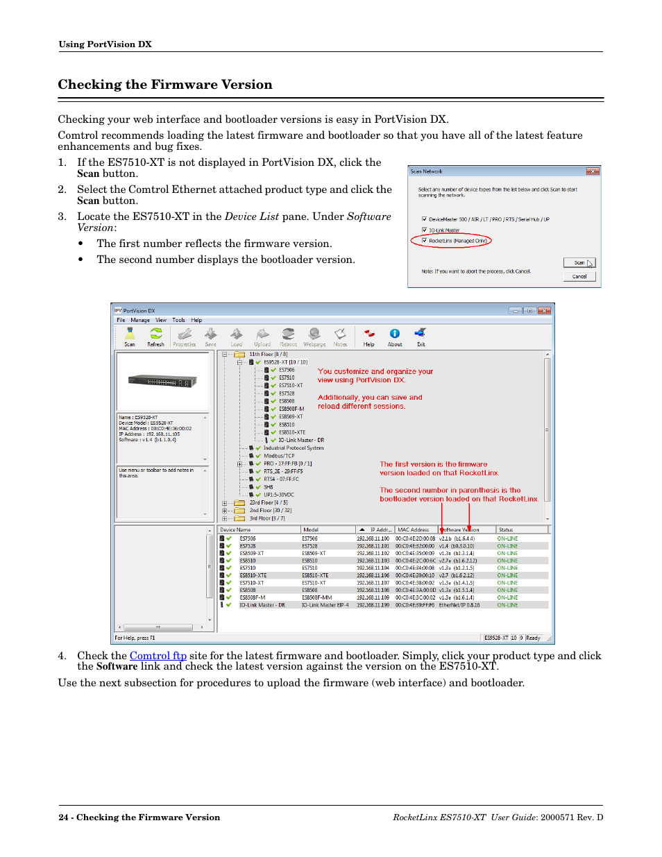 Checking the firmware version, 24 and if | Comtrol ES7510-XT User Manual | Page 24 / 215