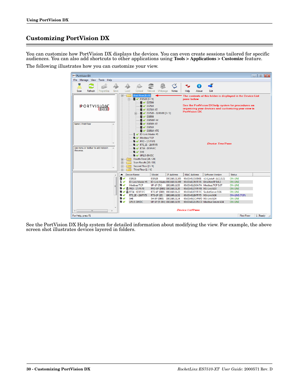 Customizing portvision dx | Comtrol ES7510-XT User Manual | Page 30 / 215