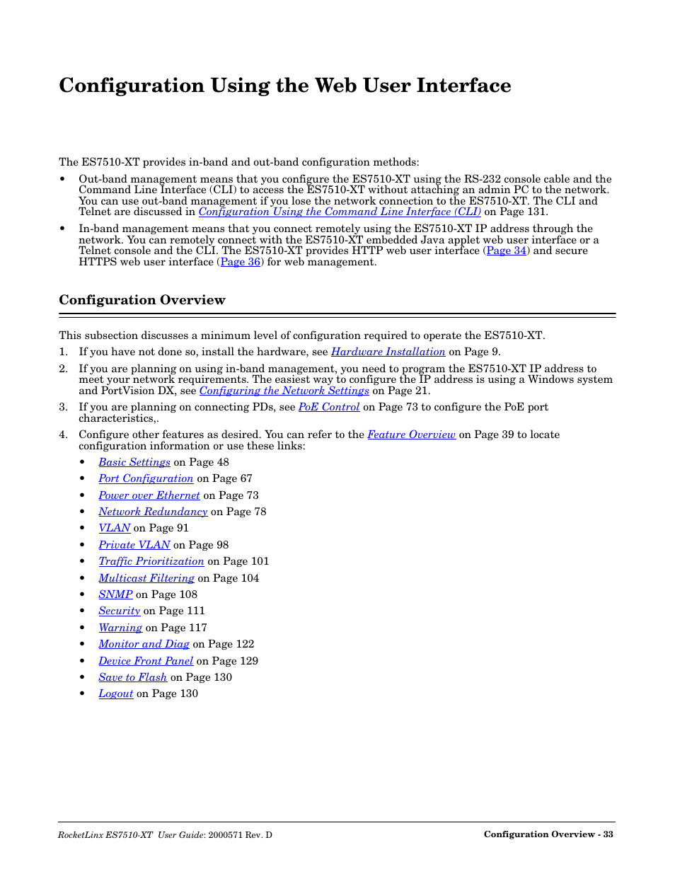 Configuration using the web user interface, Configuration overview | Comtrol ES7510-XT User Manual | Page 33 / 215