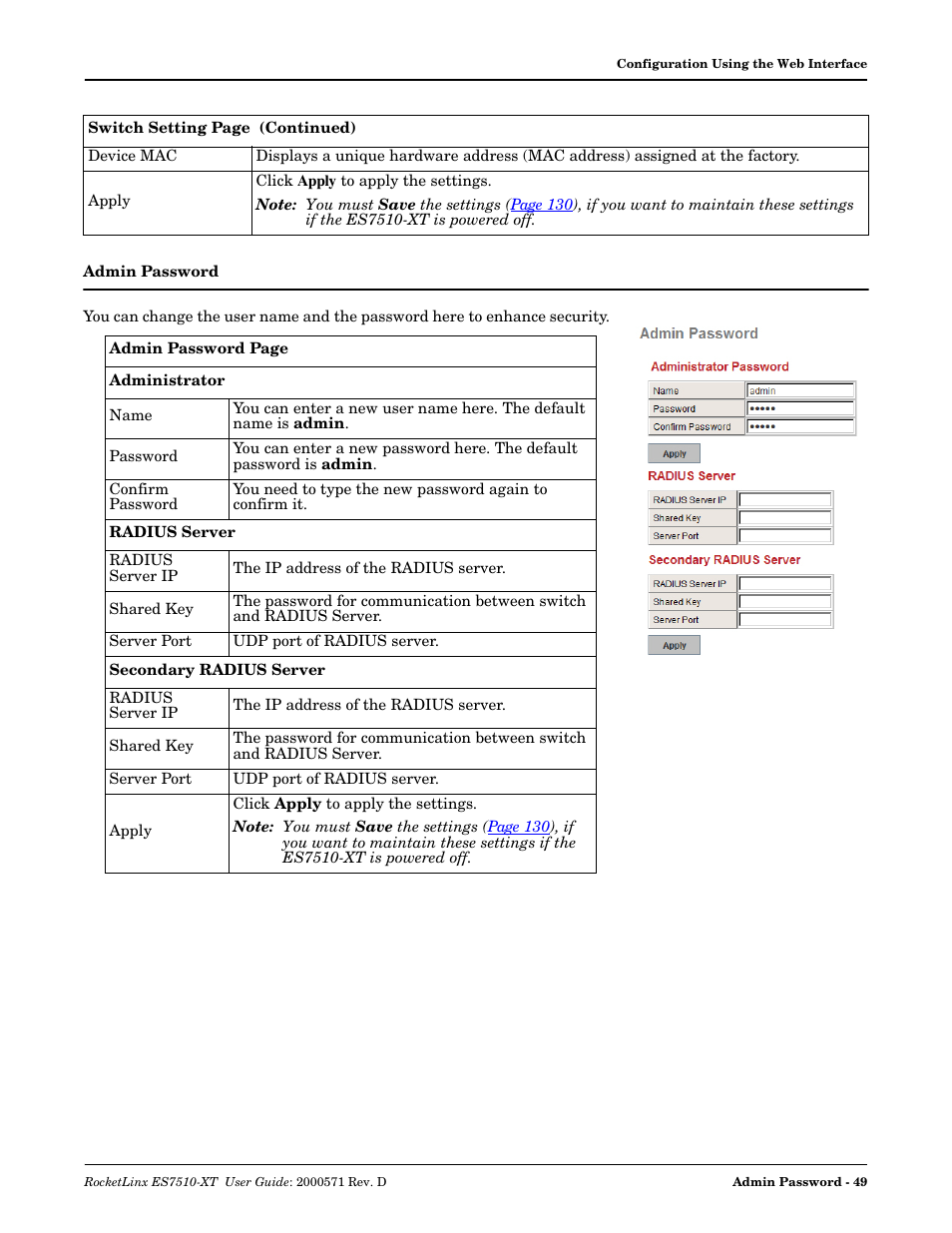 Admin password | Comtrol ES7510-XT User Manual | Page 49 / 215