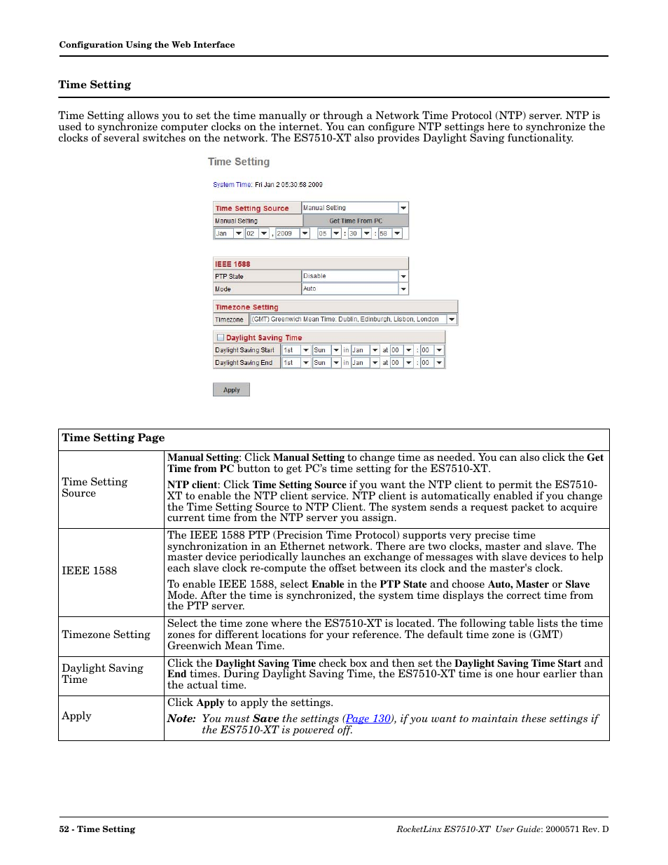 Time setting | Comtrol ES7510-XT User Manual | Page 52 / 215