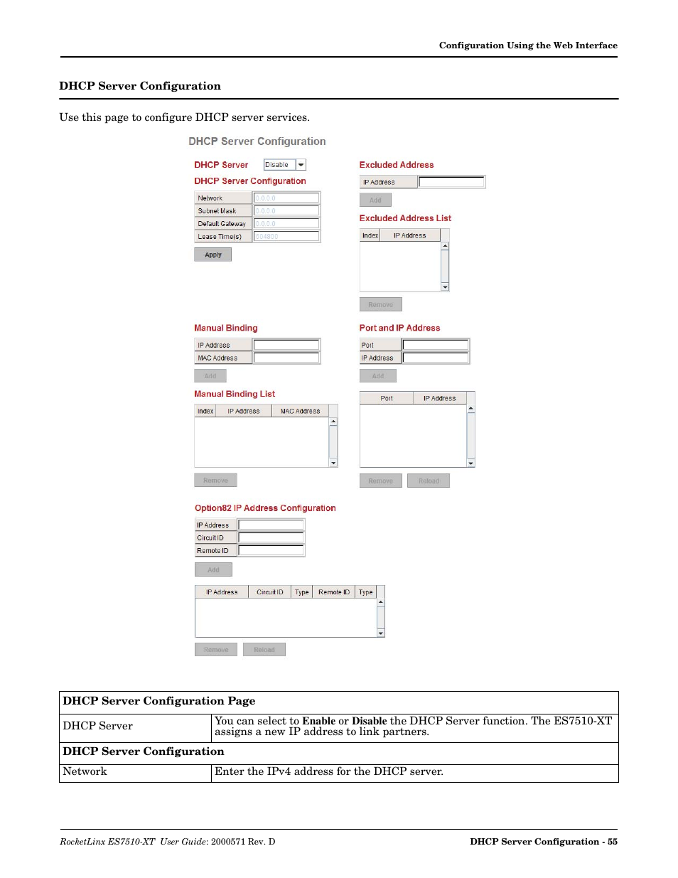 Dhcp server configuration | Comtrol ES7510-XT User Manual | Page 55 / 215