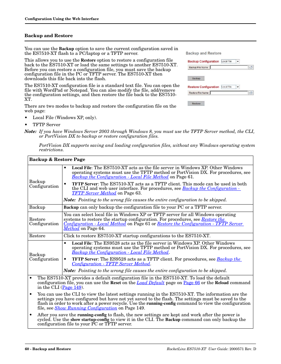 Backup and restore | Comtrol ES7510-XT User Manual | Page 60 / 215