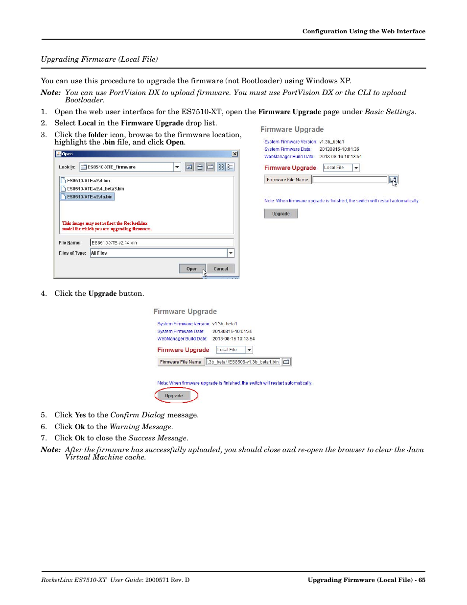 Upgrading firmware (local file), Ws xp) - see | Comtrol ES7510-XT User Manual | Page 65 / 215