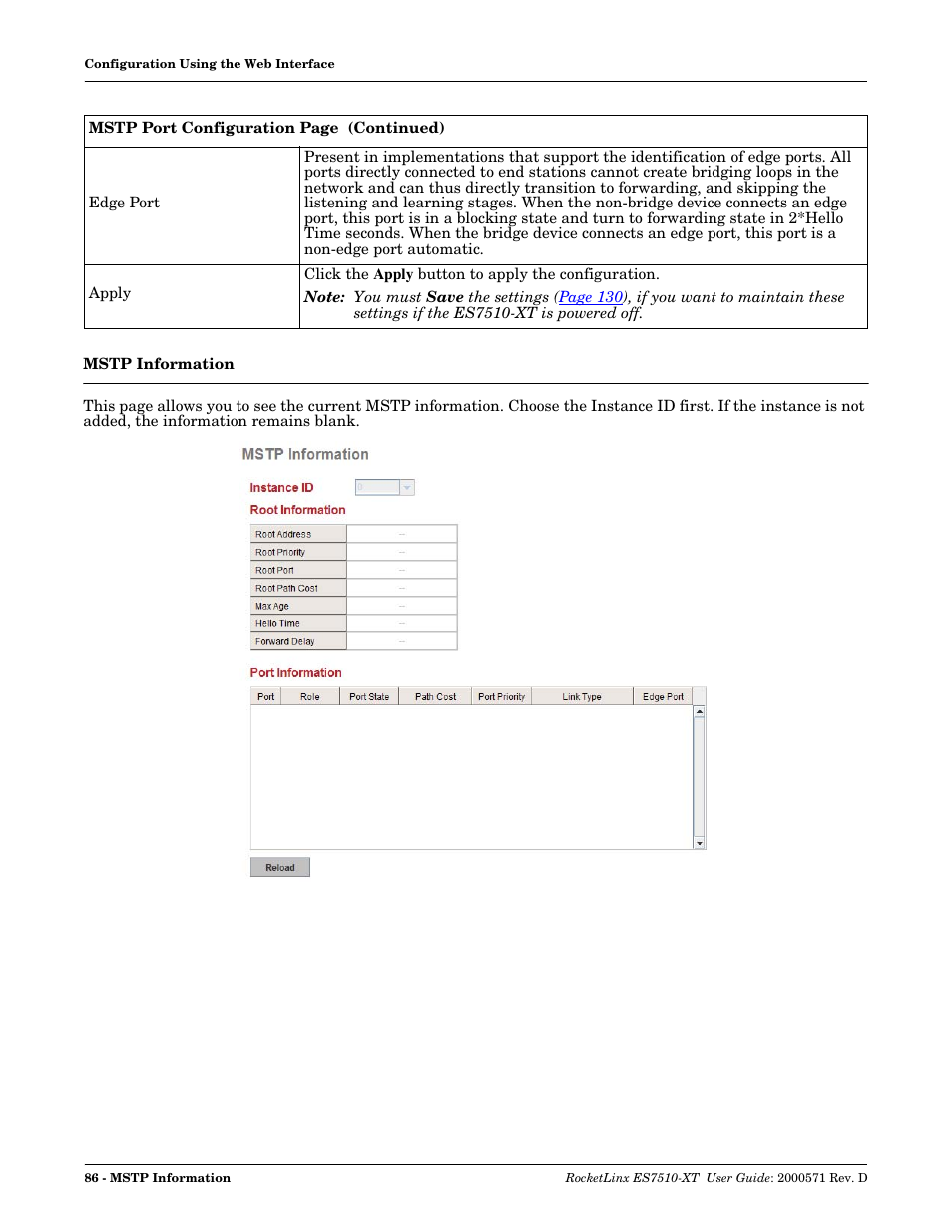 Mstp information | Comtrol ES7510-XT User Manual | Page 86 / 215