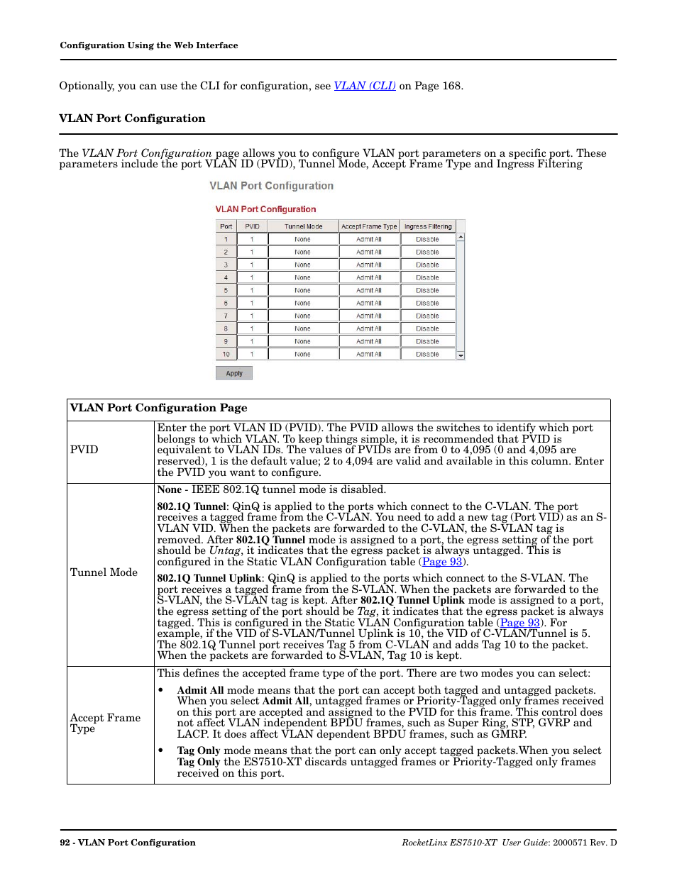 Vlan port configuration | Comtrol ES7510-XT User Manual | Page 92 / 215