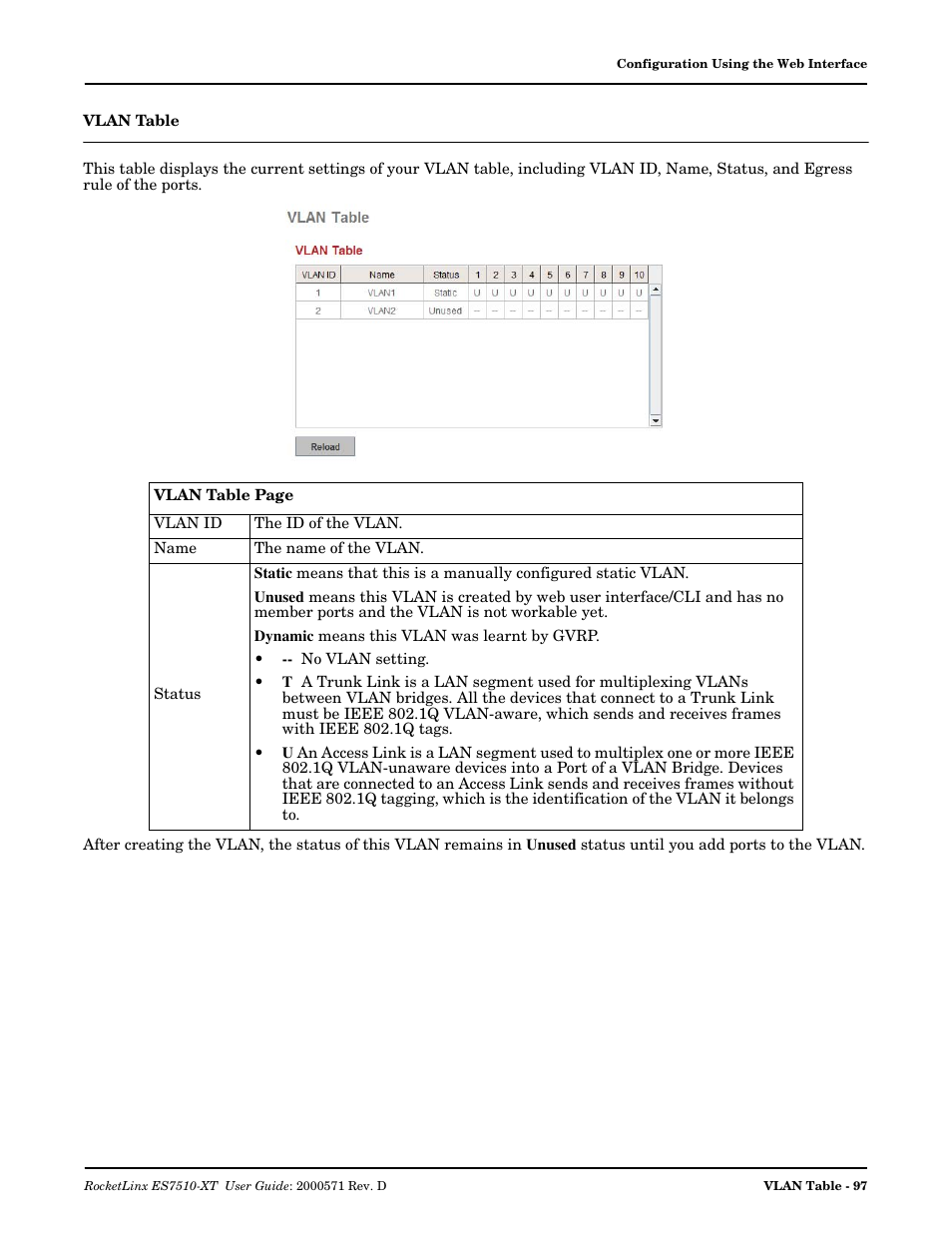 Vlan table | Comtrol ES7510-XT User Manual | Page 97 / 215