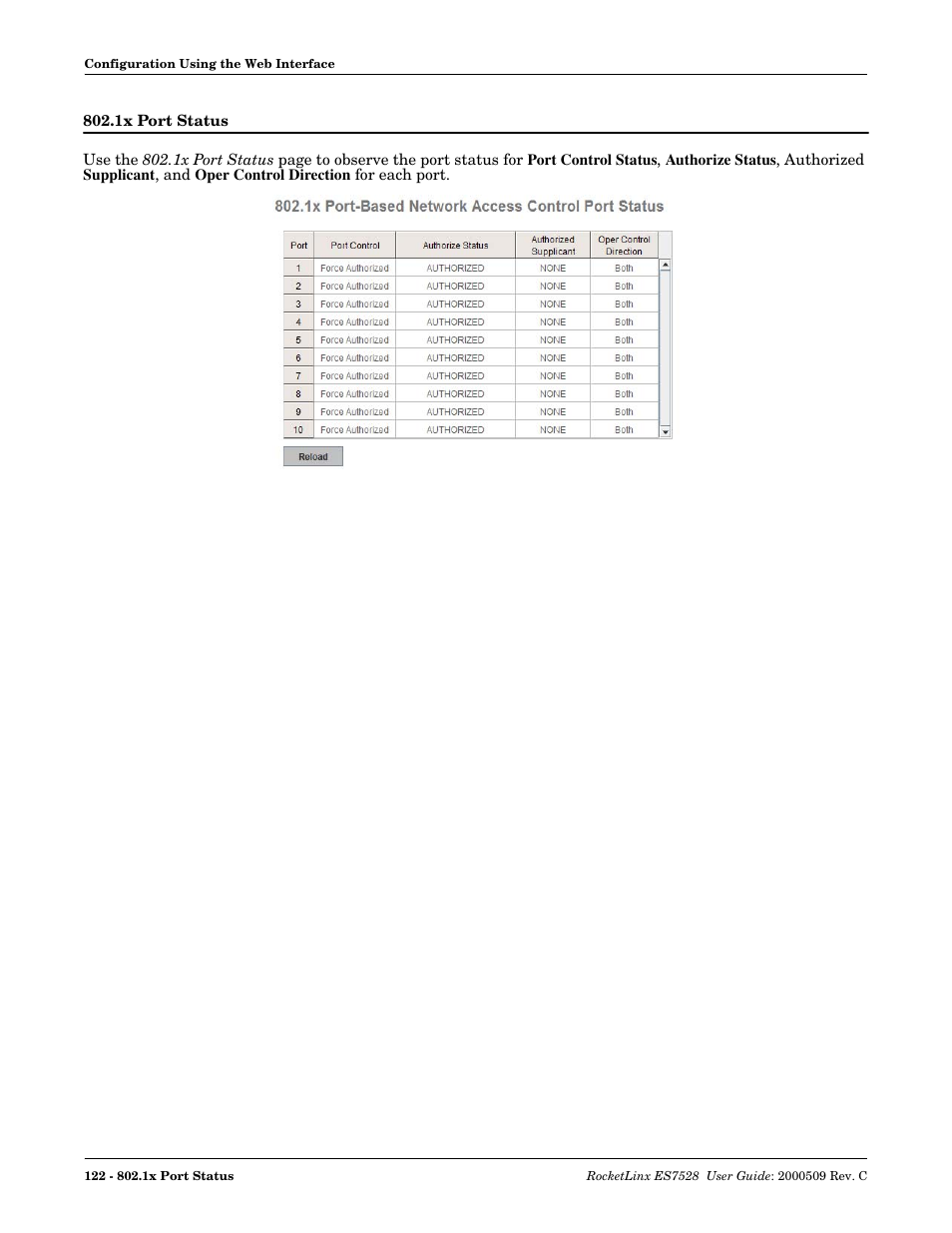 1x port status | Comtrol ES7528 User Manual | Page 122 / 224