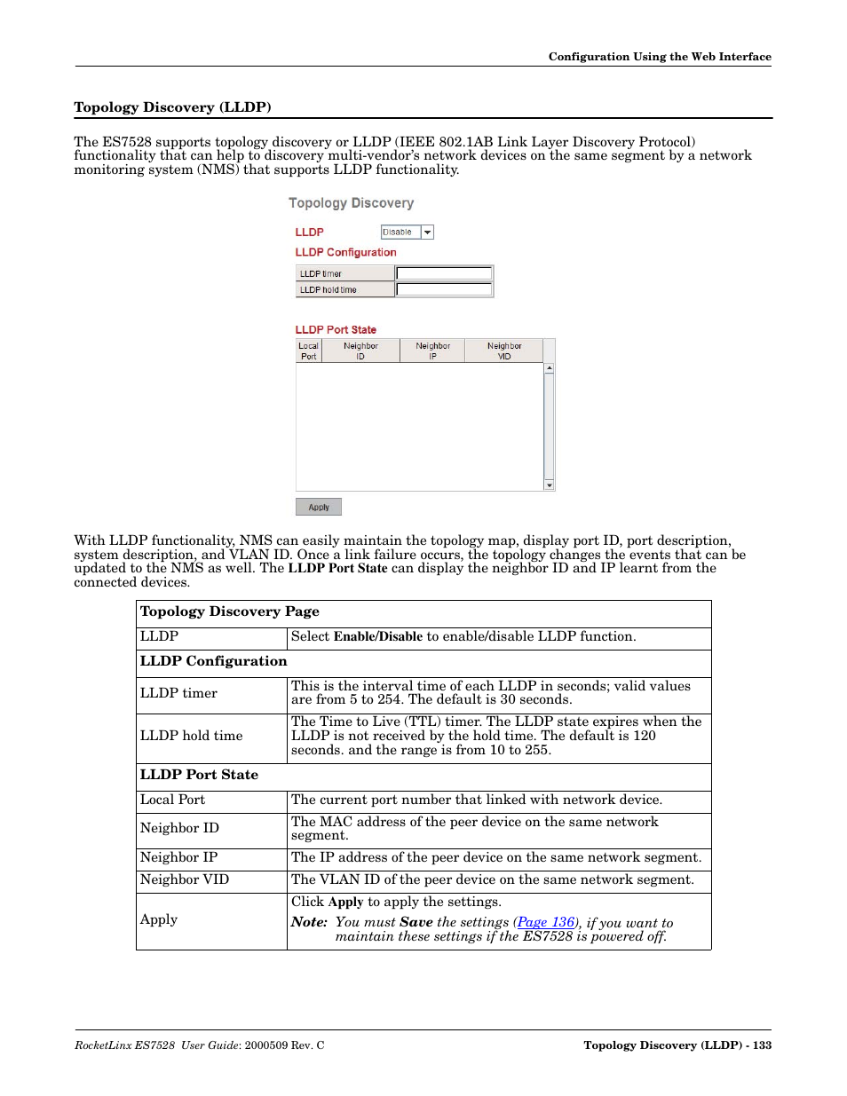 Topology discovery (lldp) | Comtrol ES7528 User Manual | Page 133 / 224