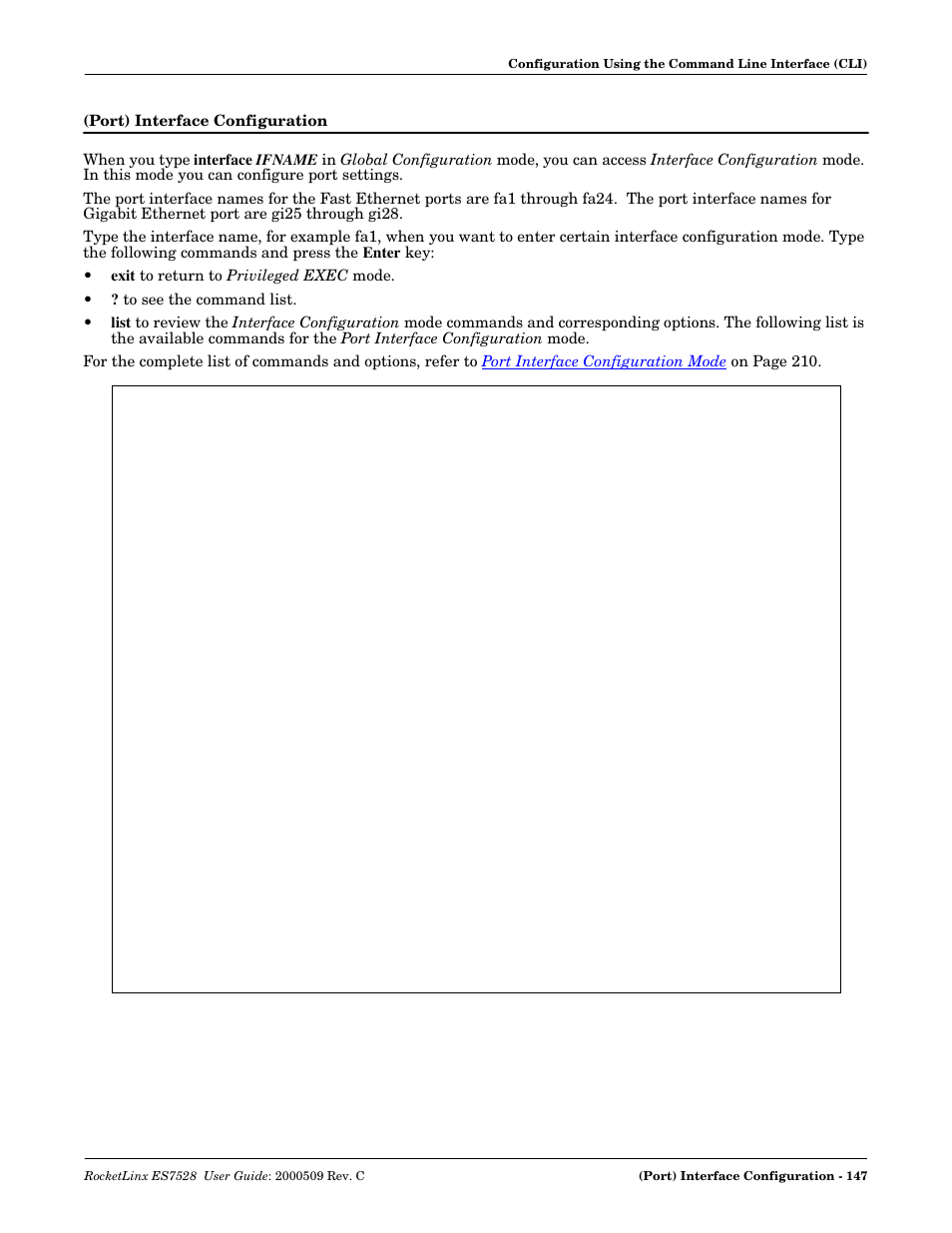 Port) interface configuration | Comtrol ES7528 User Manual | Page 147 / 224