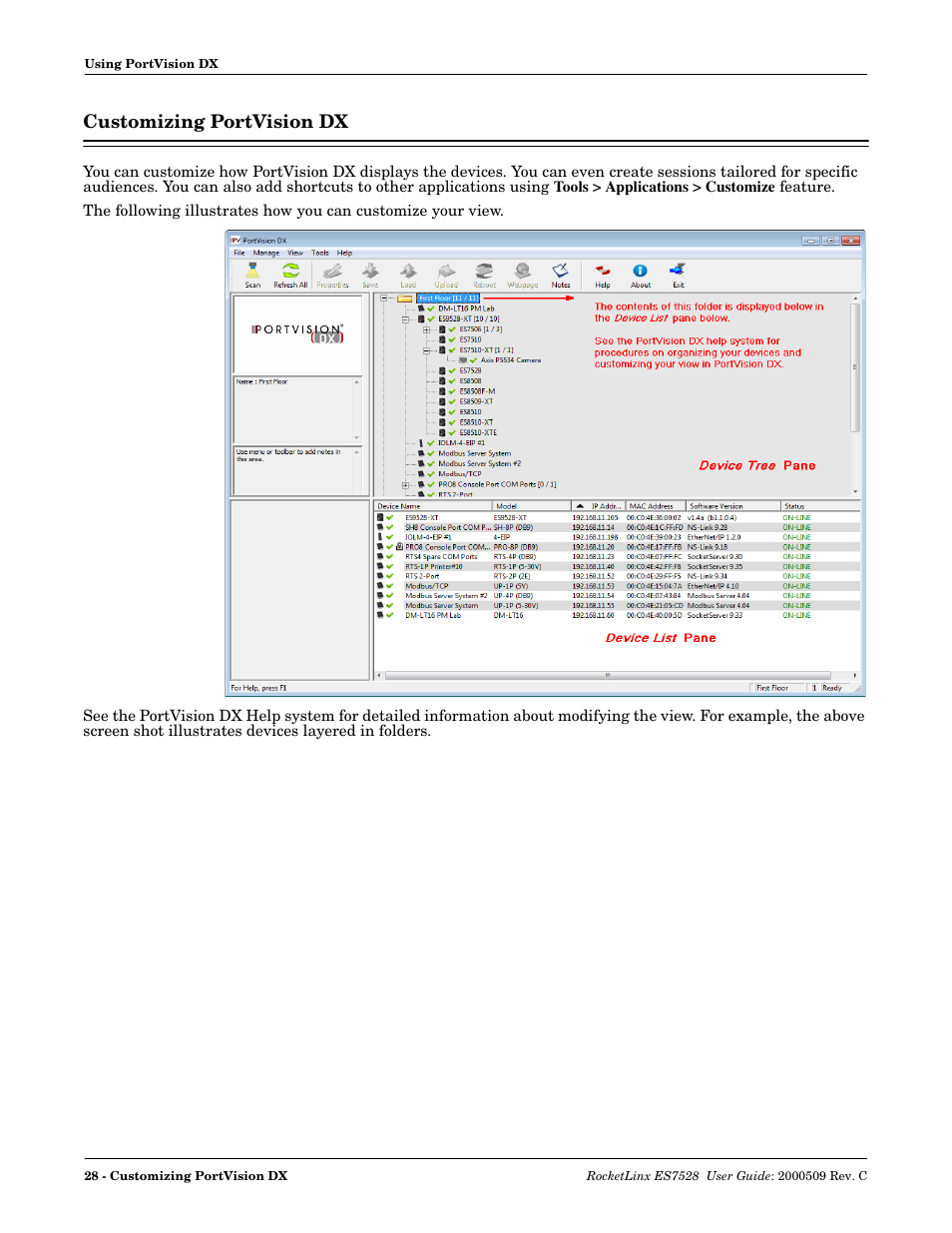 Customizing portvision dx | Comtrol ES7528 User Manual | Page 28 / 224