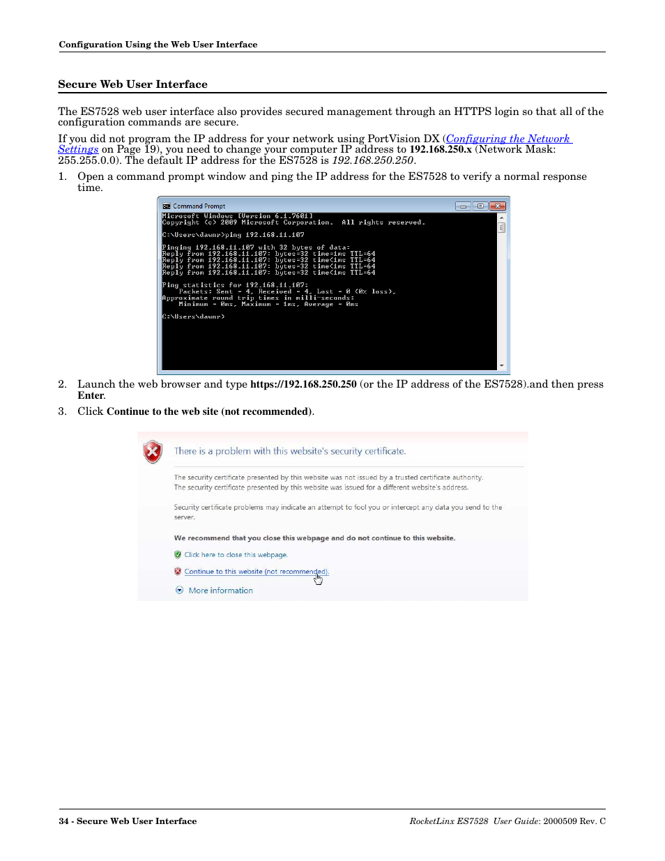 Secure web user interface, For web man | Comtrol ES7528 User Manual | Page 34 / 224