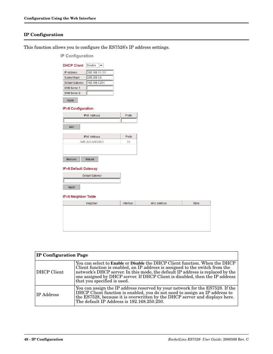 Ip configuration | Comtrol ES7528 User Manual | Page 48 / 224