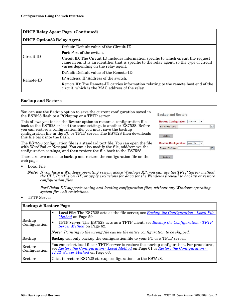 Backup and restore | Comtrol ES7528 User Manual | Page 58 / 224