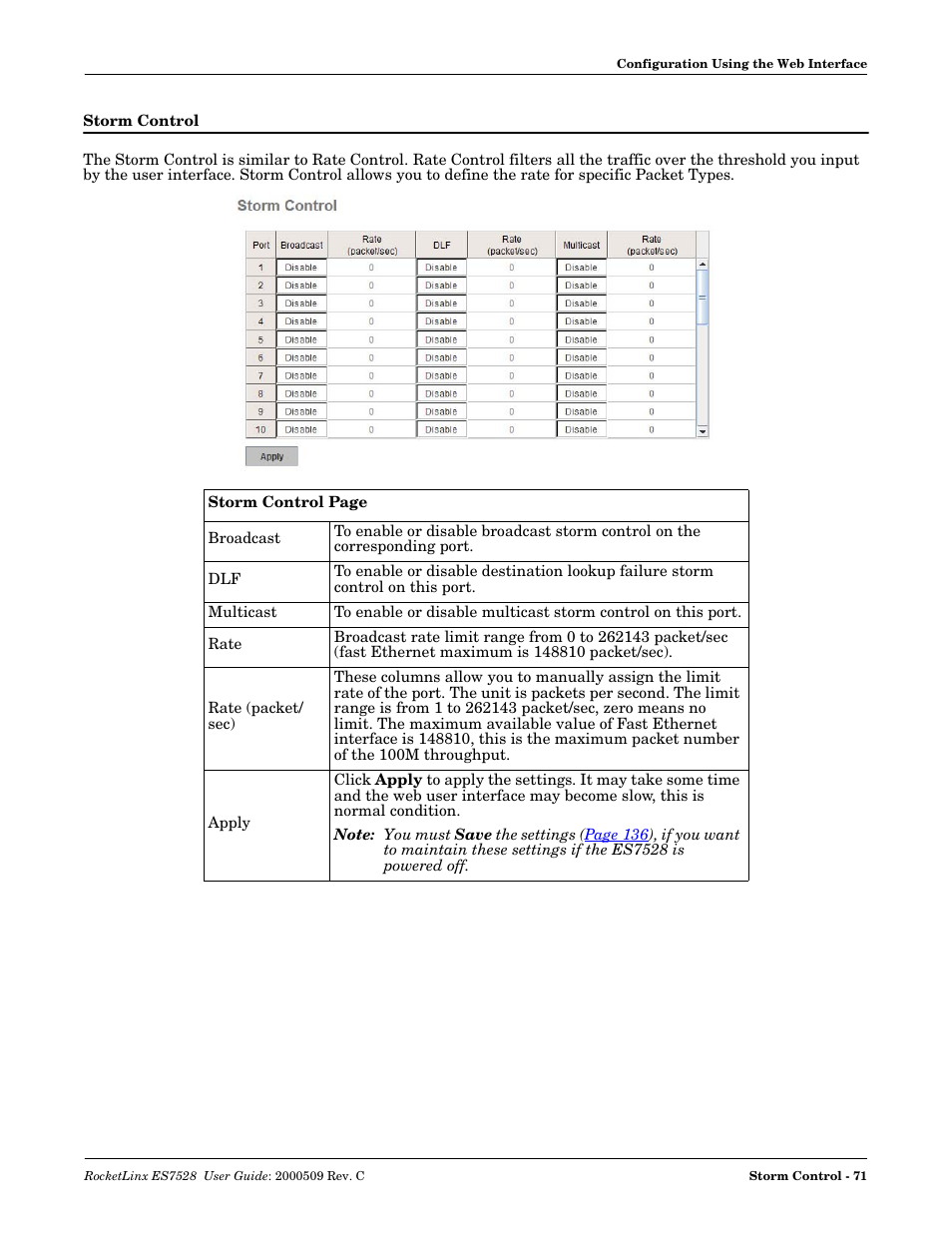 Storm control | Comtrol ES7528 User Manual | Page 71 / 224