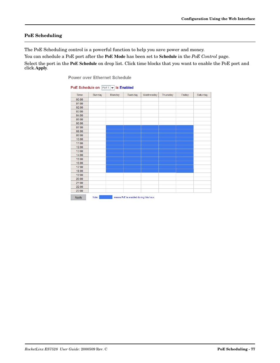 Poe scheduling | Comtrol ES7528 User Manual | Page 77 / 224