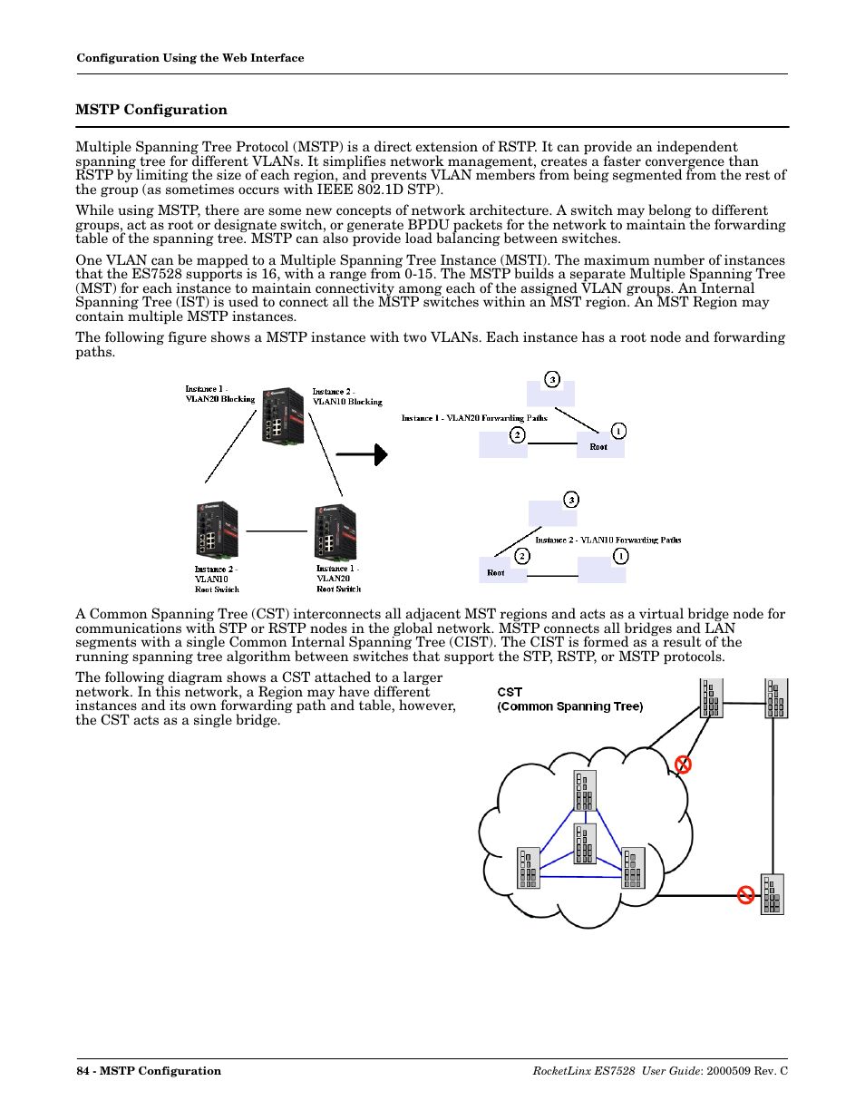 Mstp configuration | Comtrol ES7528 User Manual | Page 84 / 224