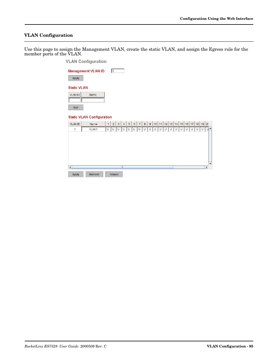 Vlan configuration | Comtrol ES7528 User Manual | Page 95 / 224