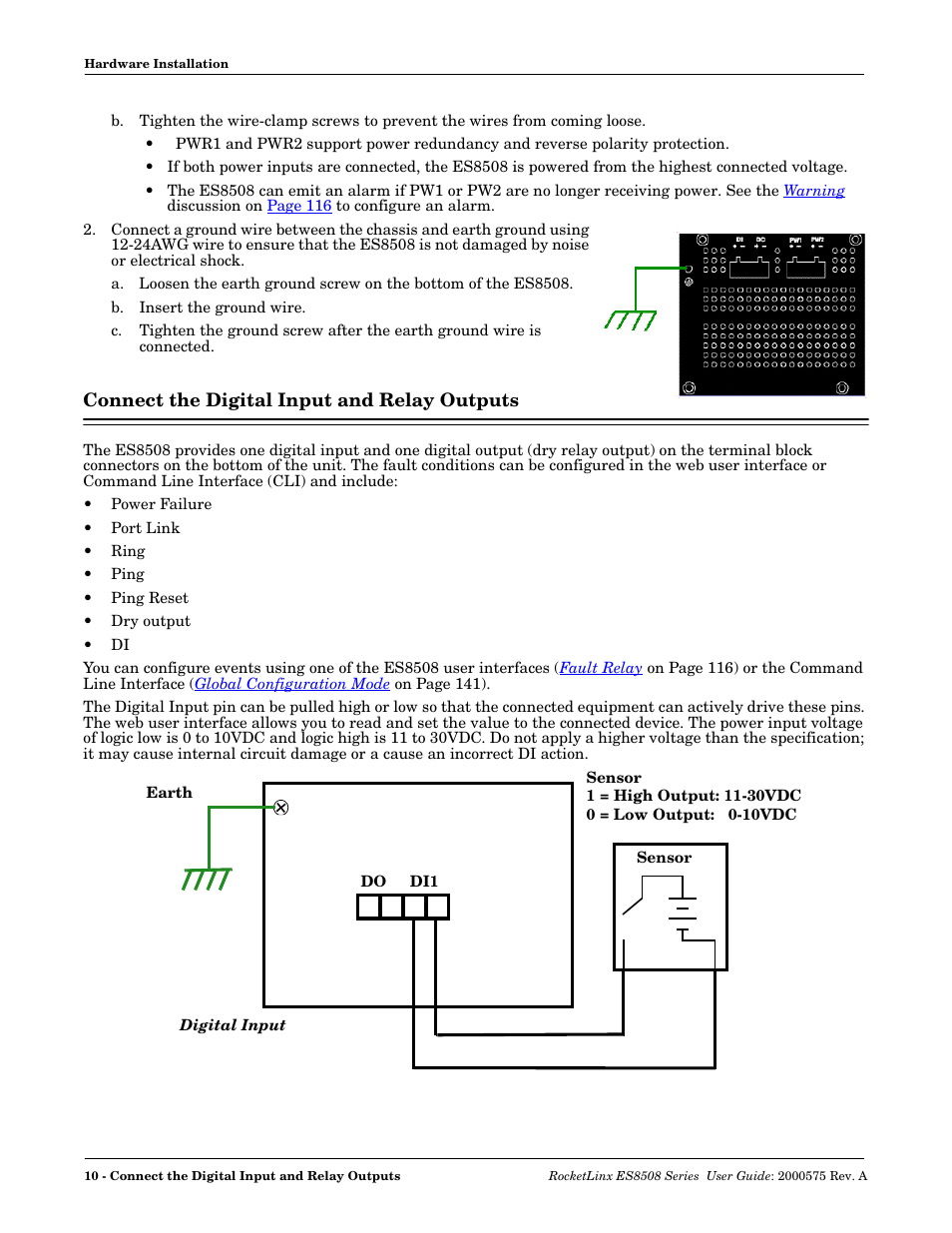 Connect the digital input and relay outputs | Comtrol ES8508 Series User Guide User Manual | Page 10 / 212