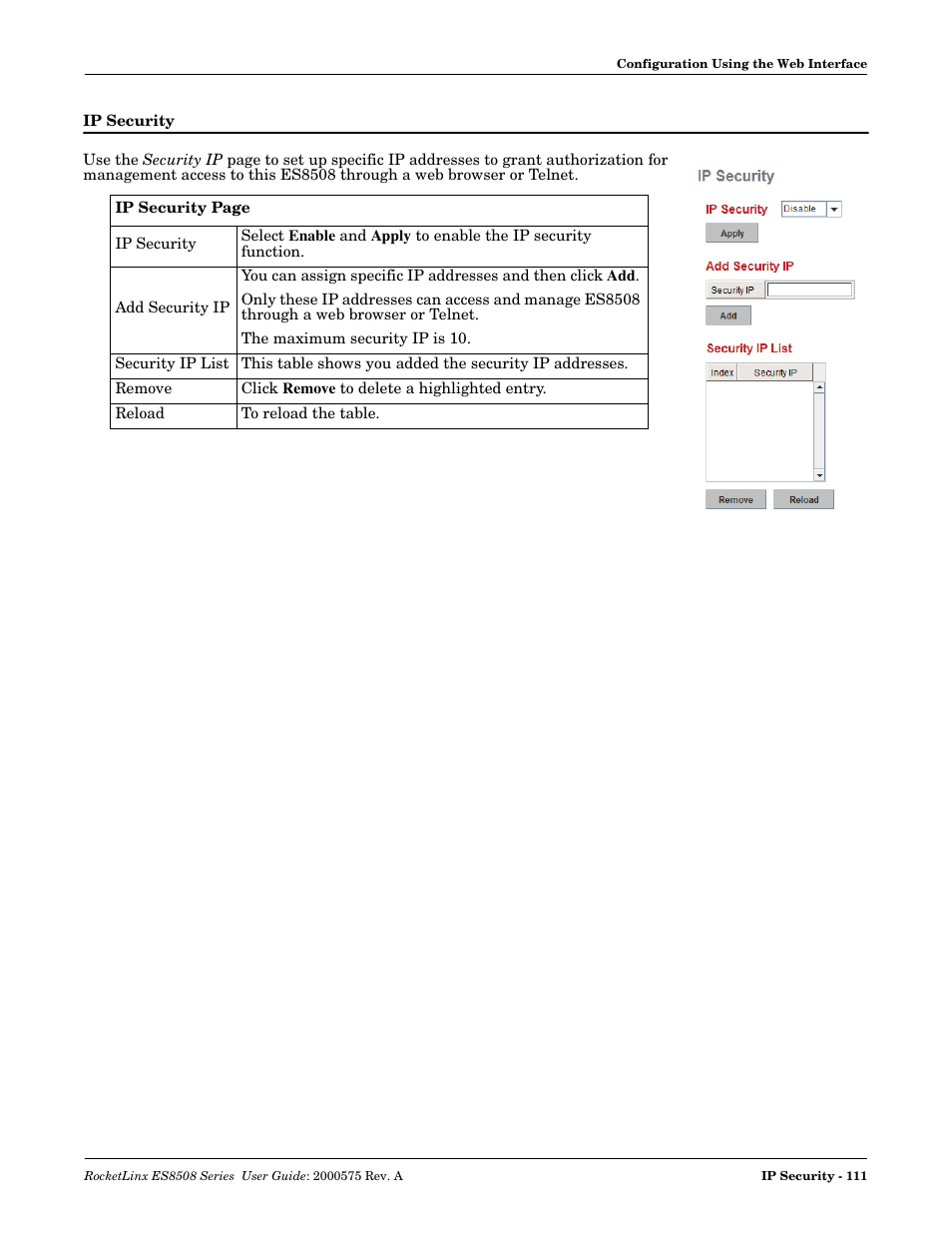 Ip security | Comtrol ES8508 Series User Guide User Manual | Page 111 / 212