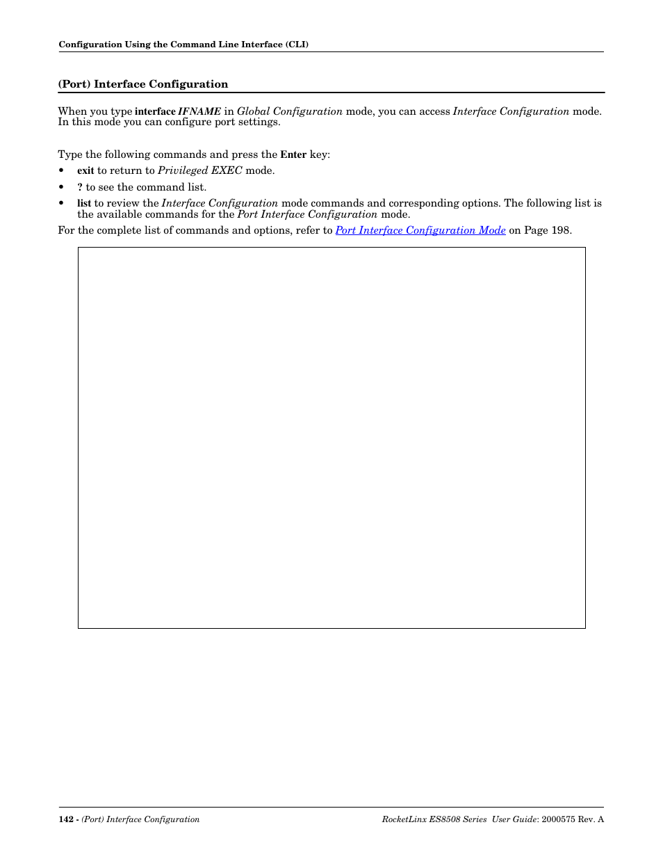 Port) interface configuration | Comtrol ES8508 Series User Guide User Manual | Page 142 / 212