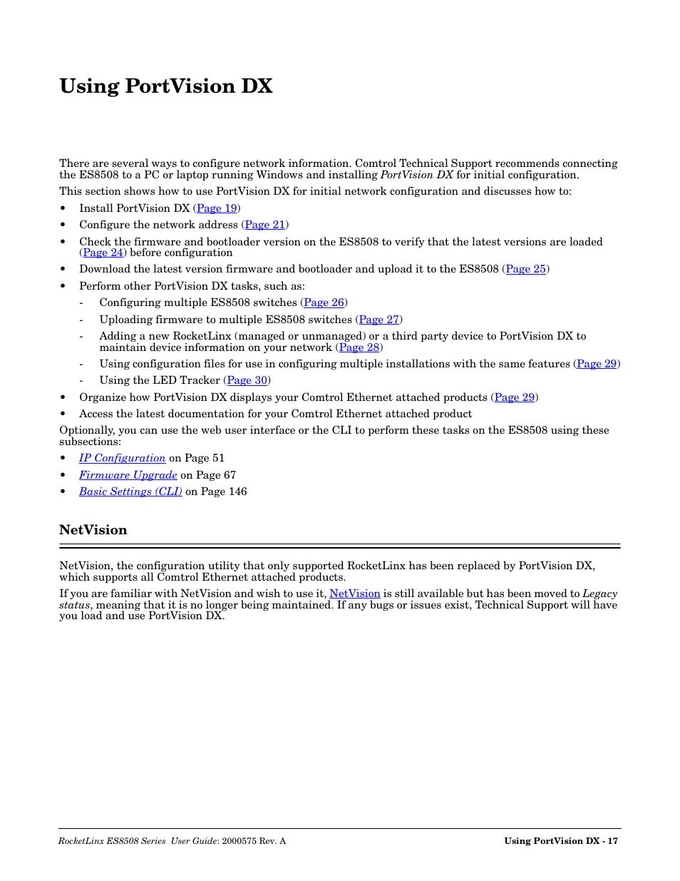 Using portvision dx, Netvision | Comtrol ES8508 Series User Guide User Manual | Page 17 / 212