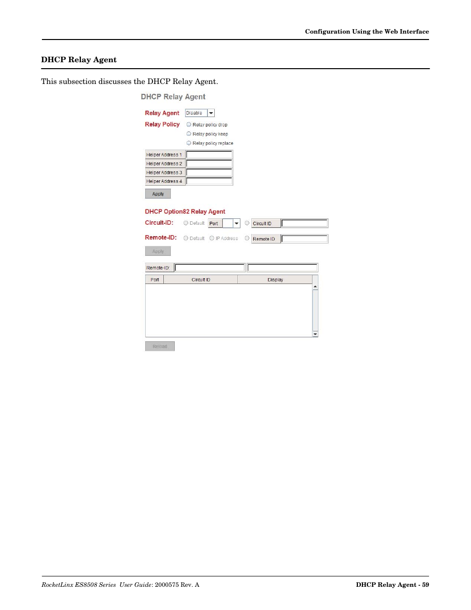 Dhcp relay agent | Comtrol ES8508 Series User Guide User Manual | Page 59 / 212