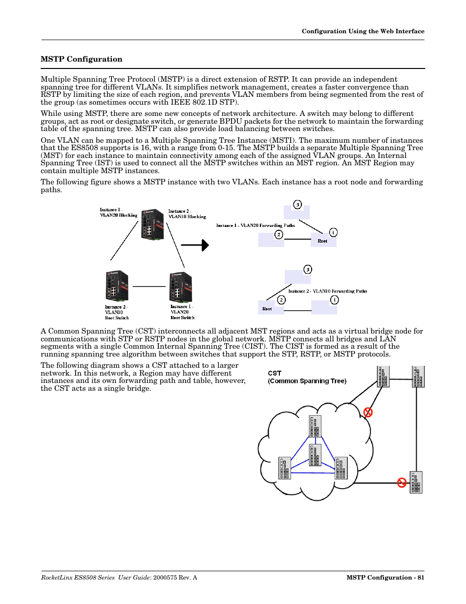 Mstp configuration | Comtrol ES8508 Series User Guide User Manual | Page 81 / 212