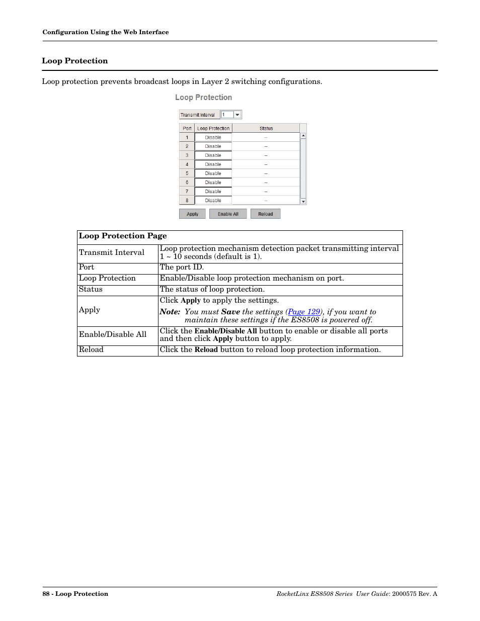 Loop protection | Comtrol ES8508 Series User Guide User Manual | Page 88 / 212