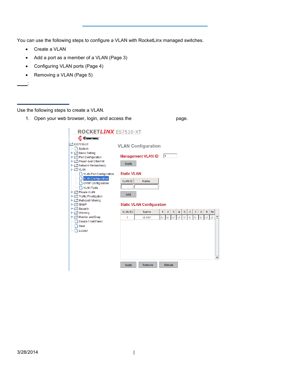 Comtrol RocketLinx VLAN Web User Manual | 5 pages