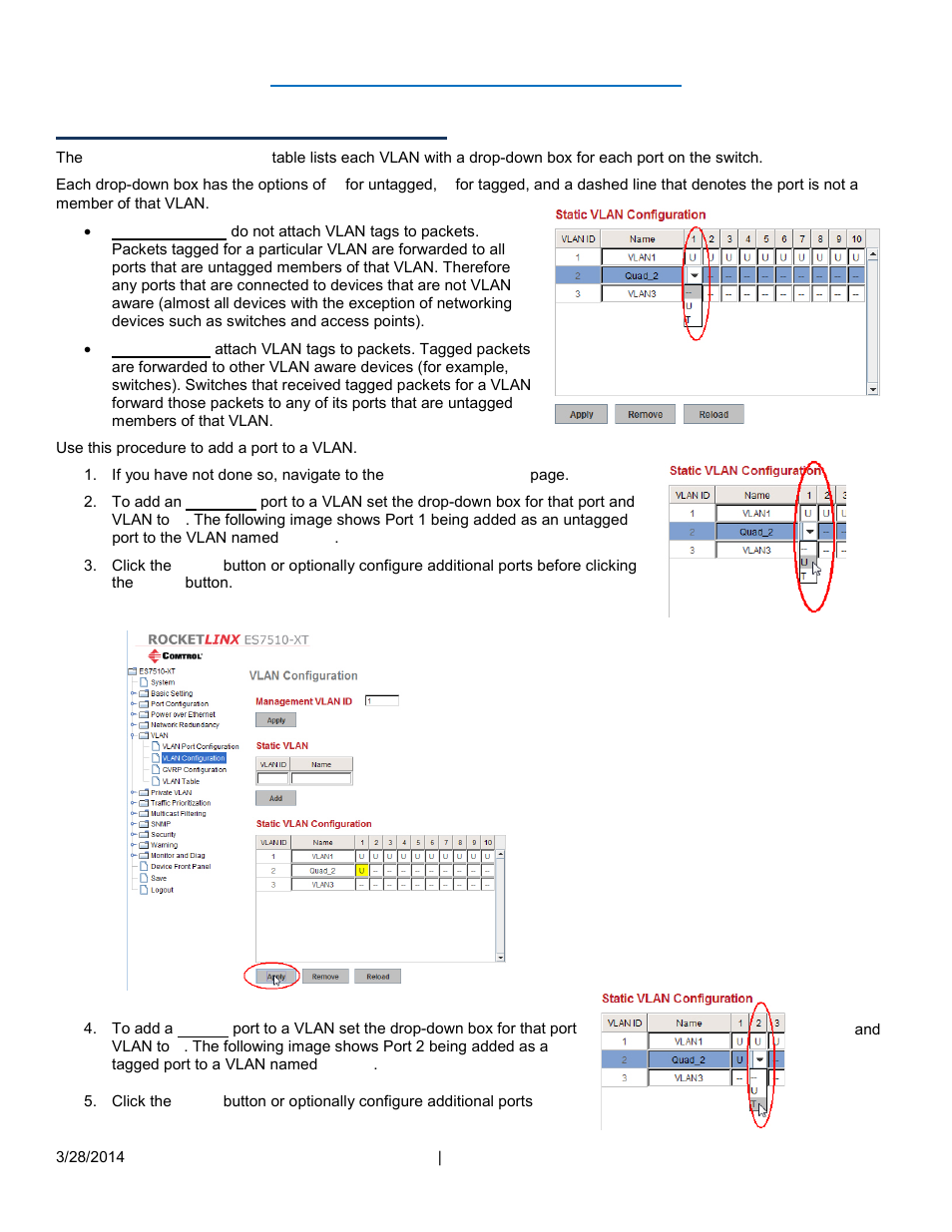 Adding a port as a member to a vlan | Comtrol RocketLinx VLAN Web User Manual | Page 3 / 5