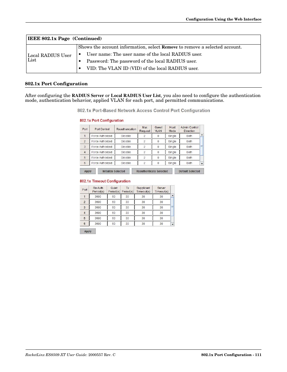 1x port configuration | Comtrol ES8509-XT User Manual | Page 111 / 210