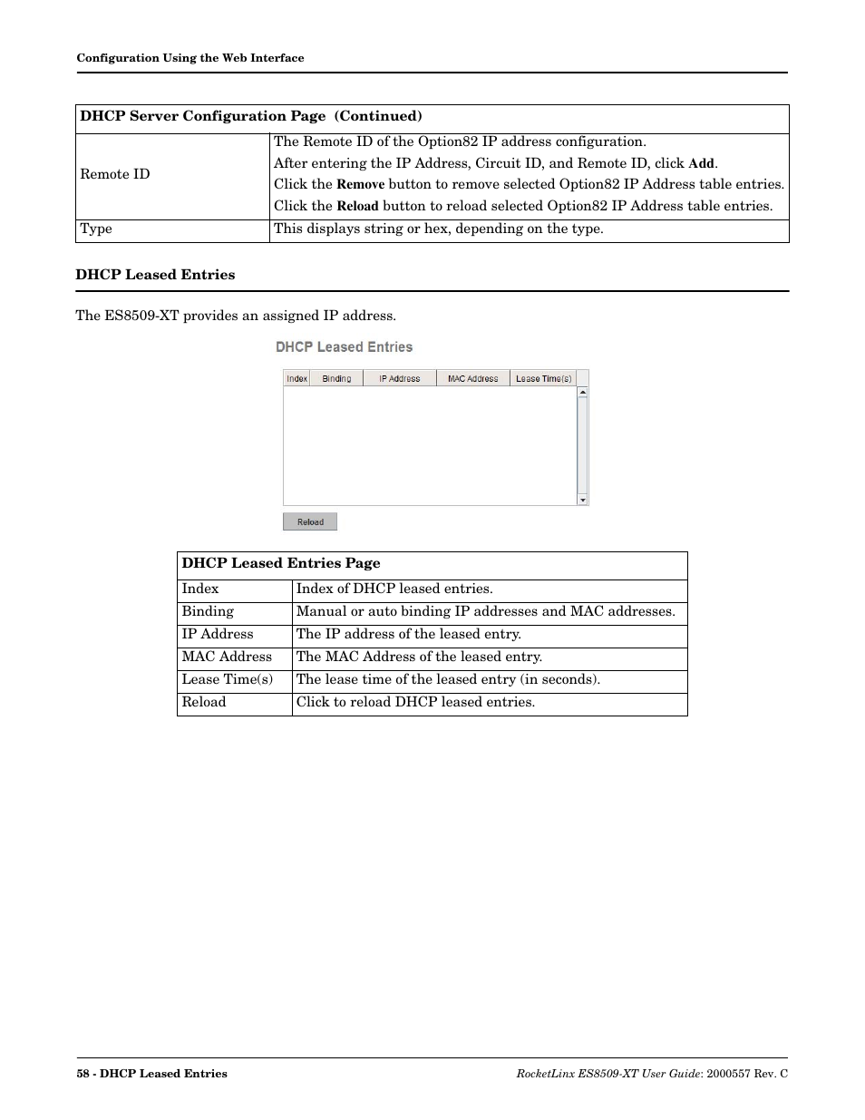 Dhcp leased entries | Comtrol ES8509-XT User Manual | Page 58 / 210