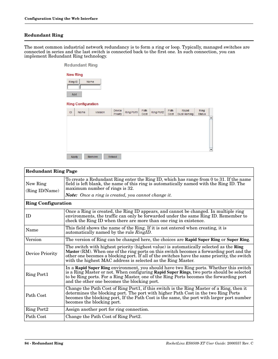 Redundant ring | Comtrol ES8509-XT User Manual | Page 84 / 210