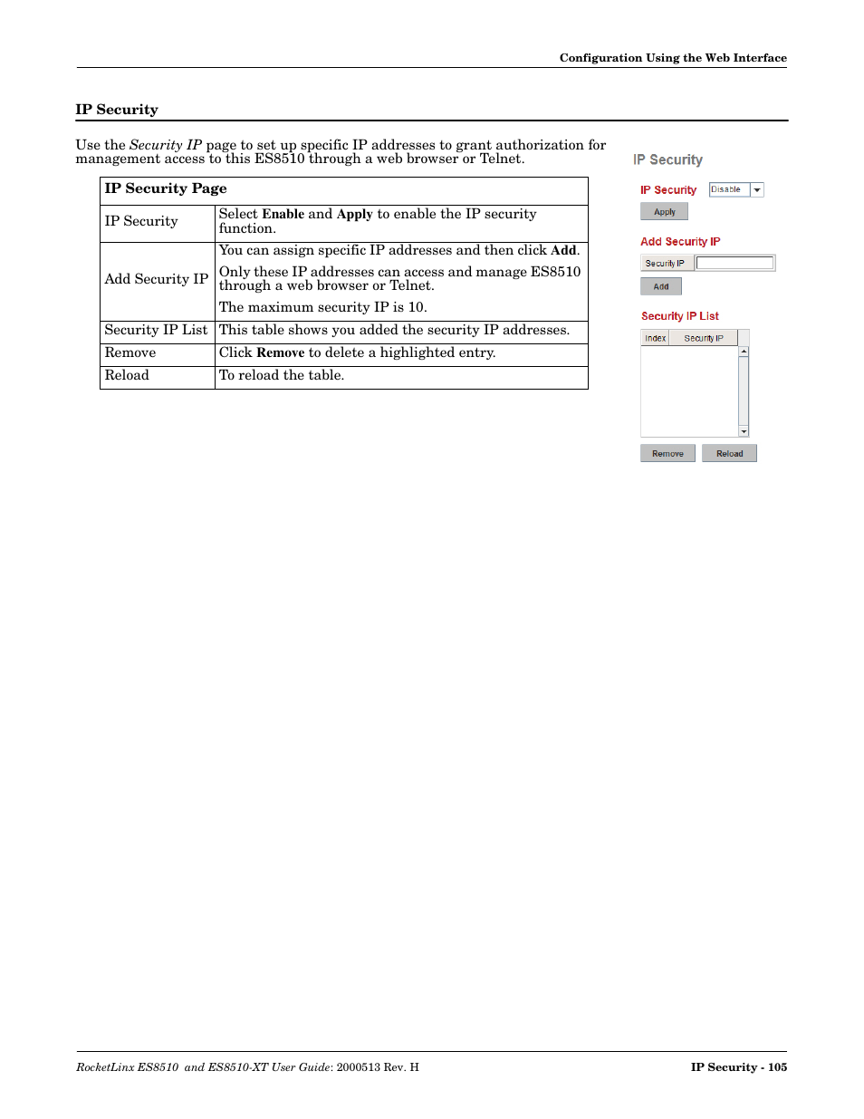 Ip security | Comtrol ES8510-XT User Manual | Page 105 / 204