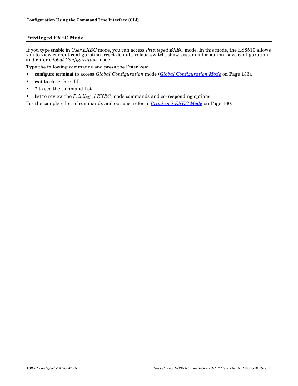 Privileged exec mode | Comtrol ES8510-XT User Manual | Page 132 / 204