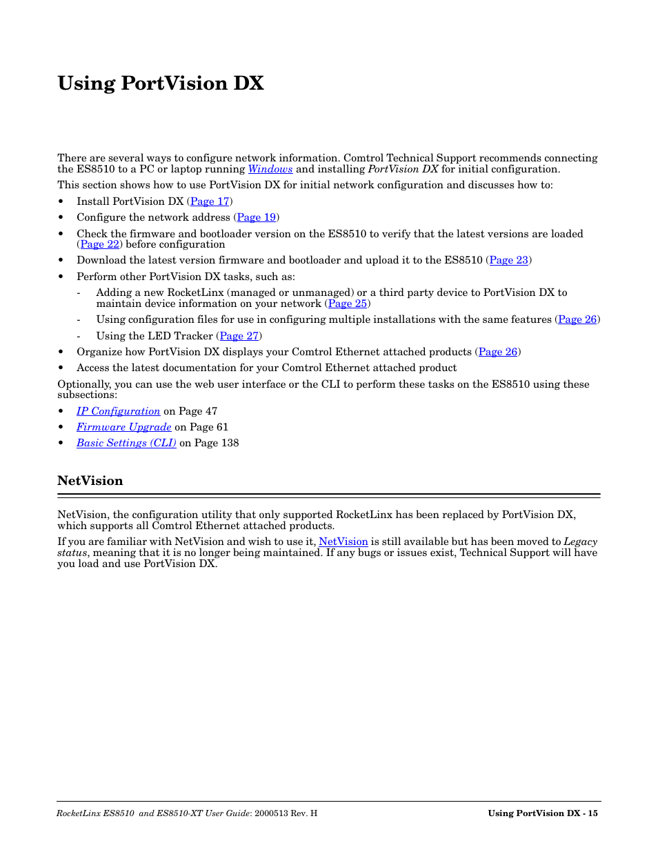Using portvision dx, Netvision | Comtrol ES8510-XT User Manual | Page 15 / 204