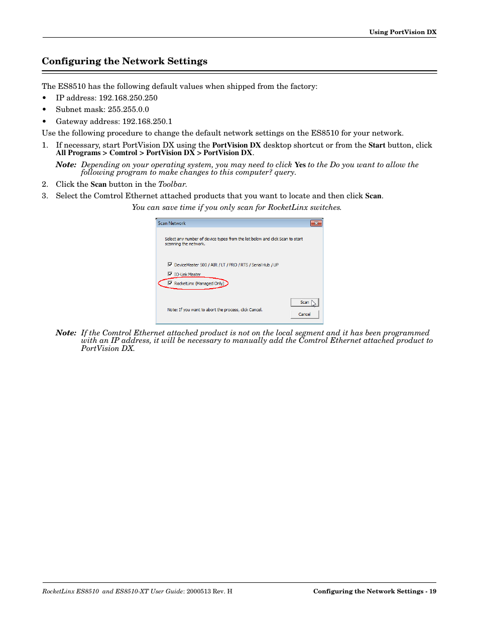 Configuring the network settings | Comtrol ES8510-XT User Manual | Page 19 / 204
