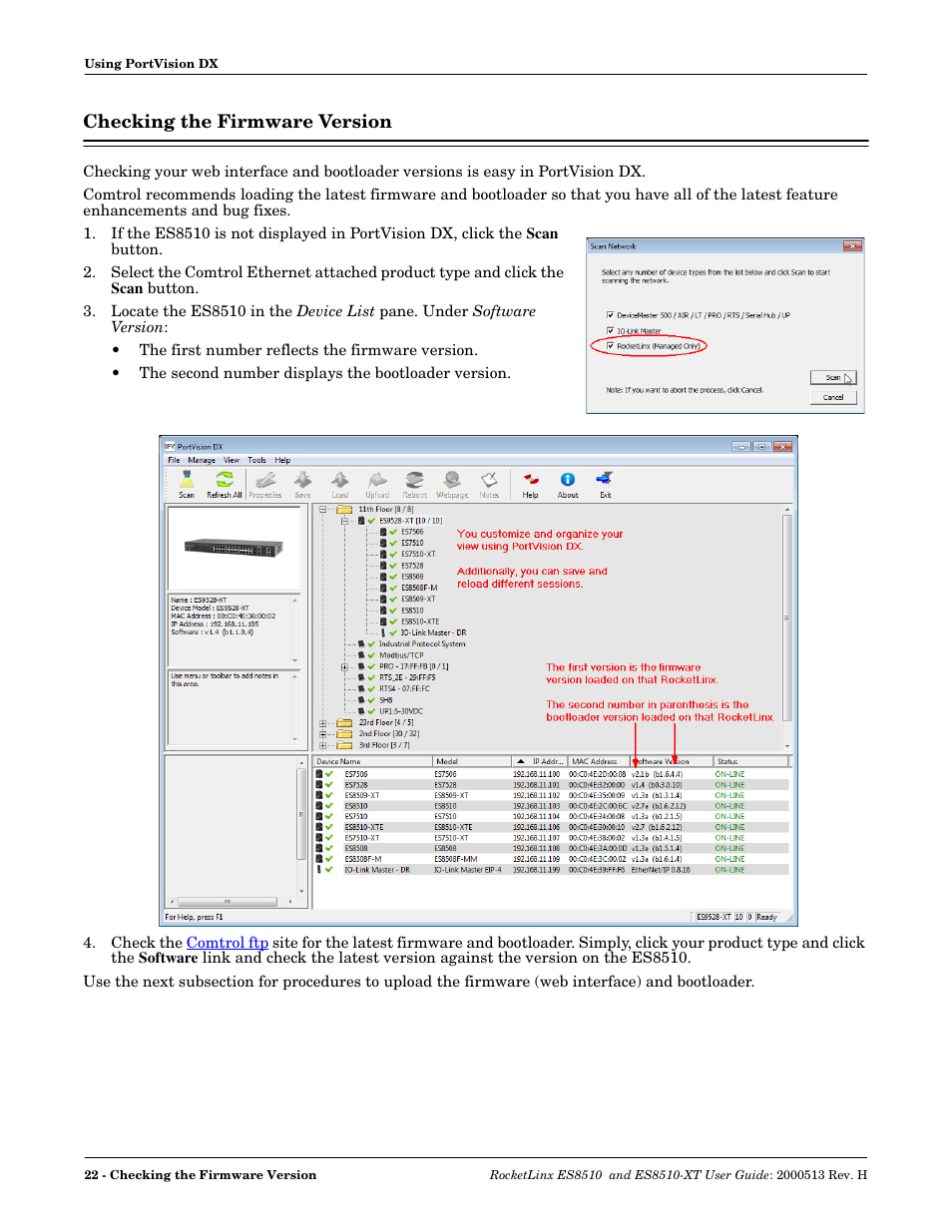 Checking the firmware version, 22 and if | Comtrol ES8510-XT User Manual | Page 22 / 204