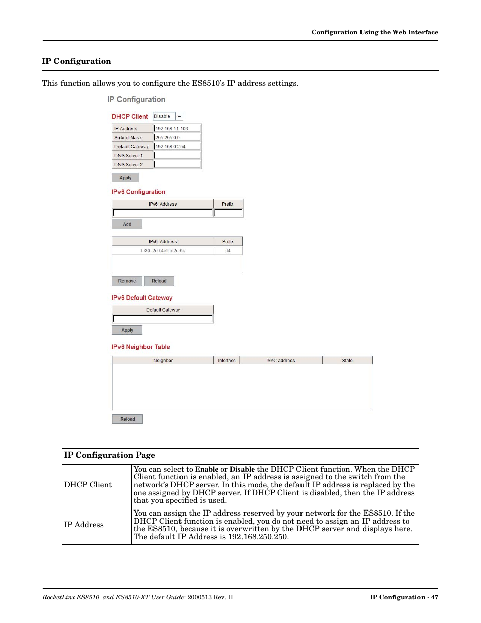 Ip configuration | Comtrol ES8510-XT User Manual | Page 47 / 204