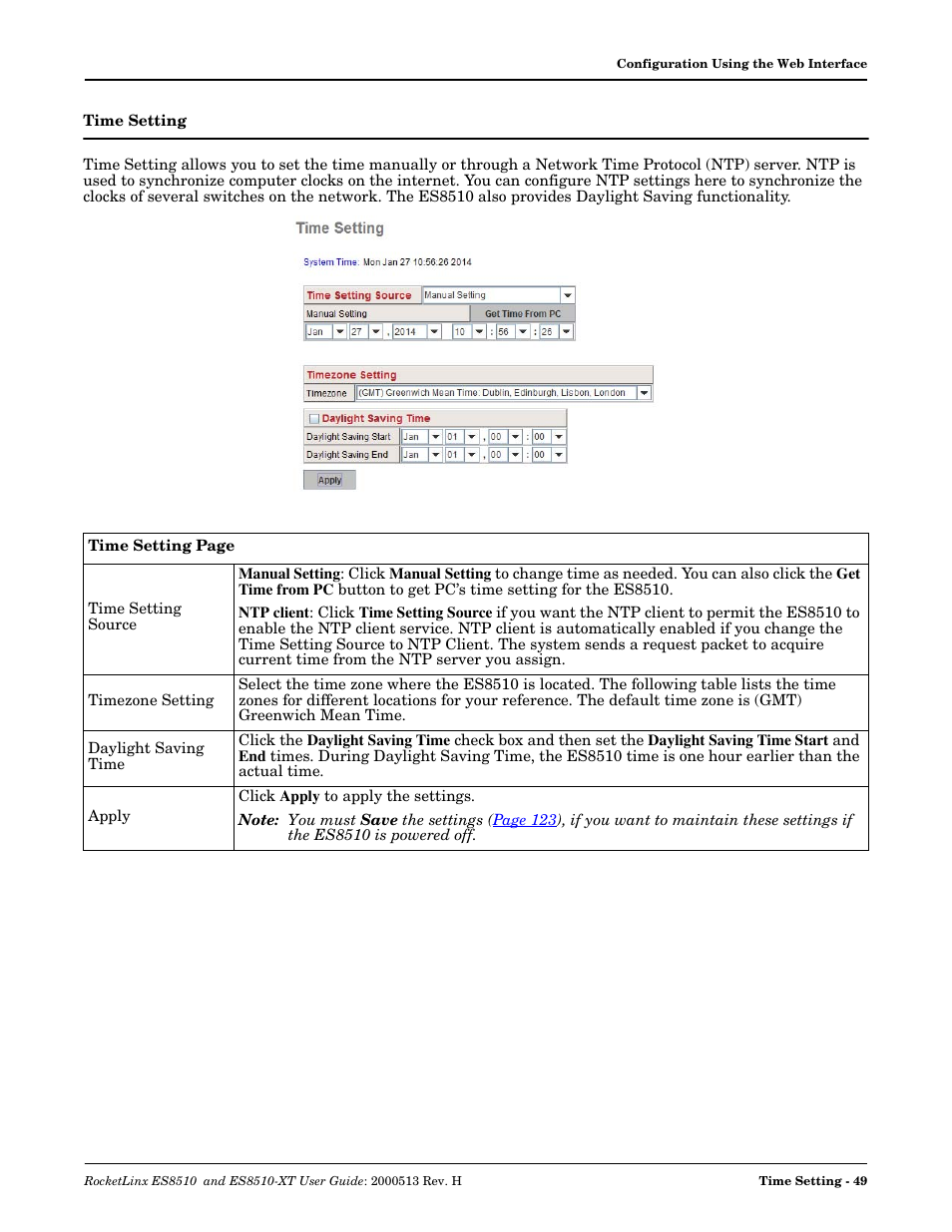 Time setting | Comtrol ES8510-XT User Manual | Page 49 / 204