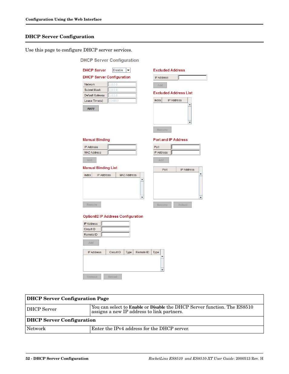 Dhcp server configuration | Comtrol ES8510-XT User Manual | Page 52 / 204