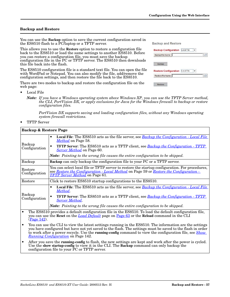 Backup and restore | Comtrol ES8510-XT User Manual | Page 57 / 204