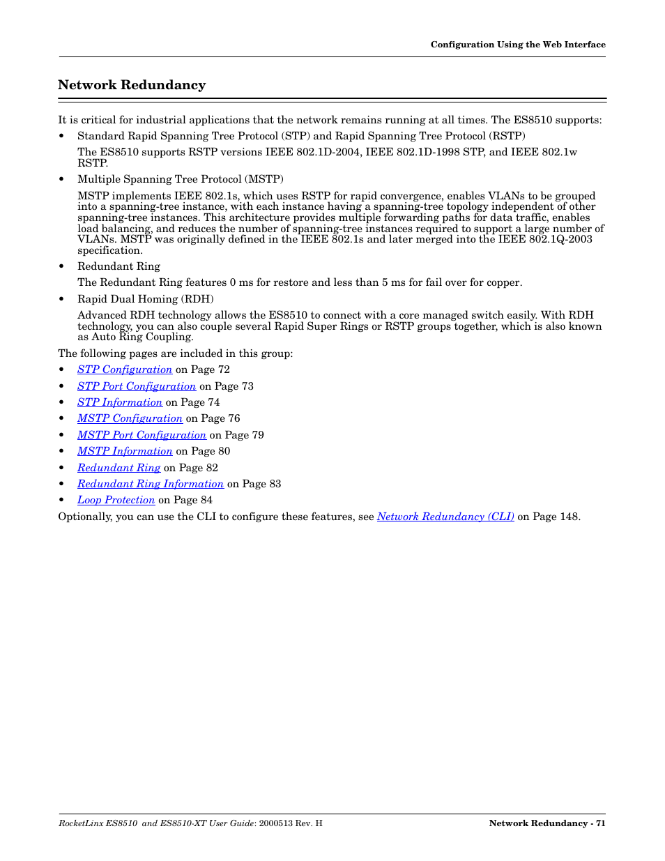 Network redundancy | Comtrol ES8510-XT User Manual | Page 71 / 204