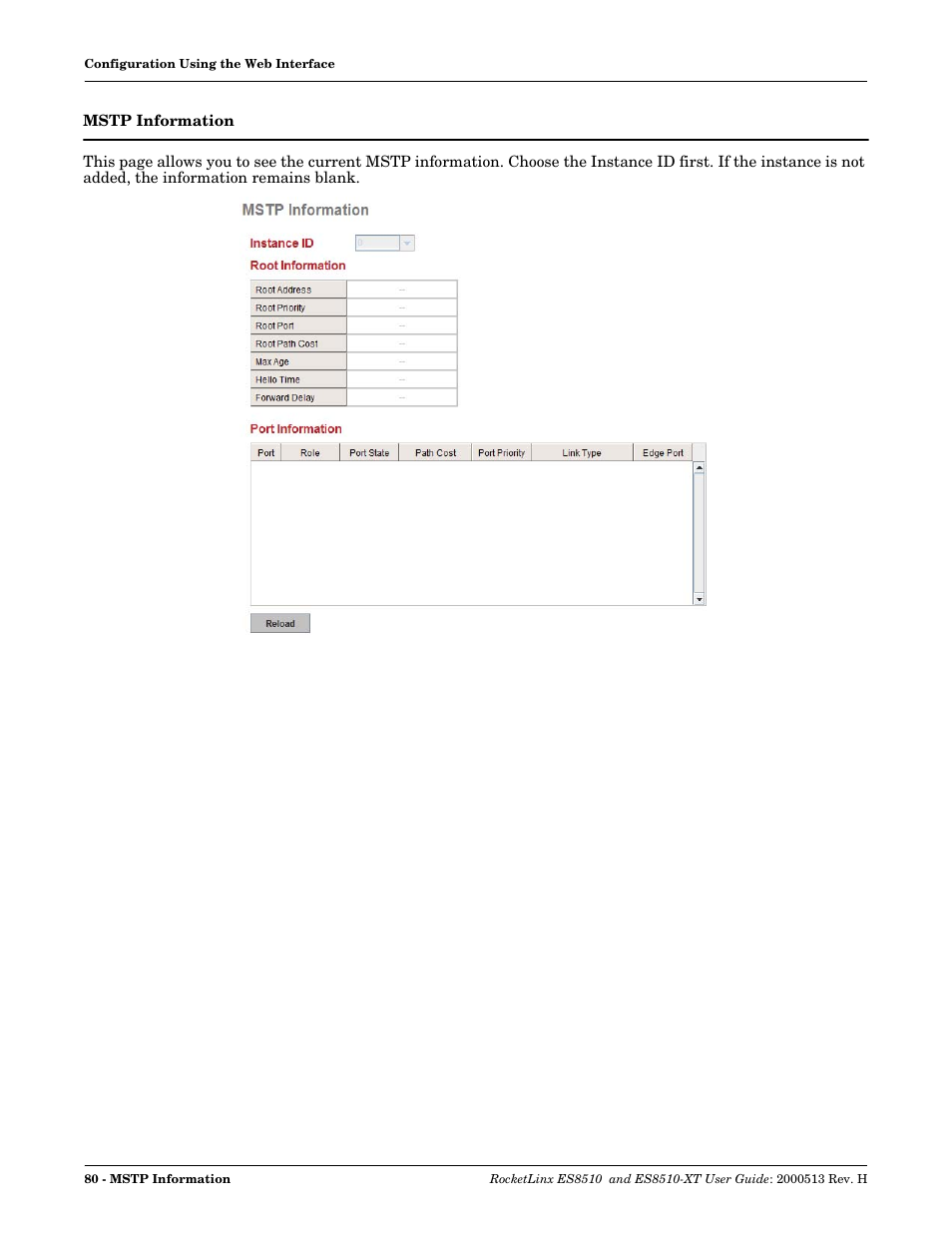 Mstp information | Comtrol ES8510-XT User Manual | Page 80 / 204