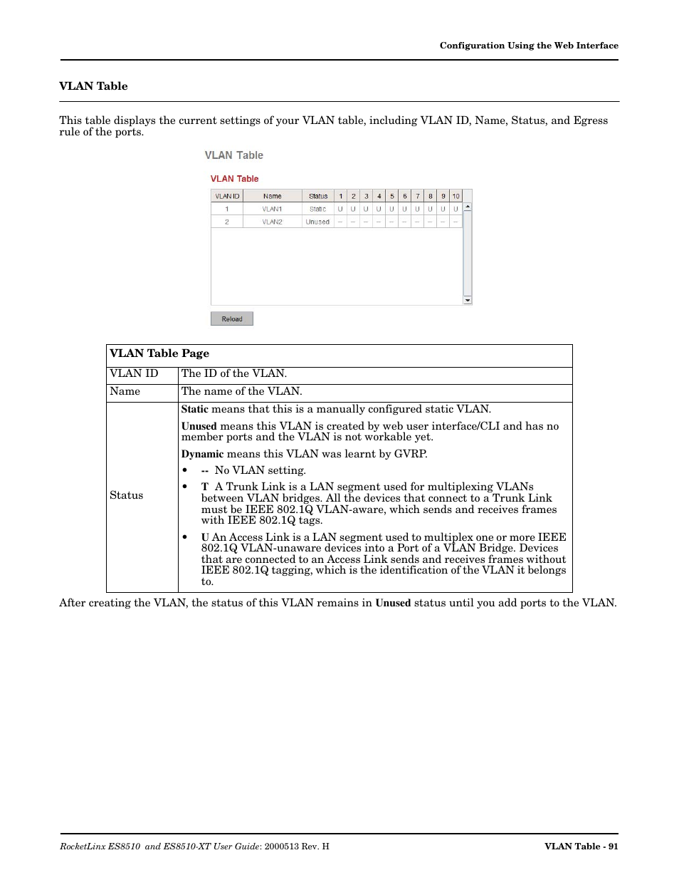 Vlan table | Comtrol ES8510-XT User Manual | Page 91 / 204
