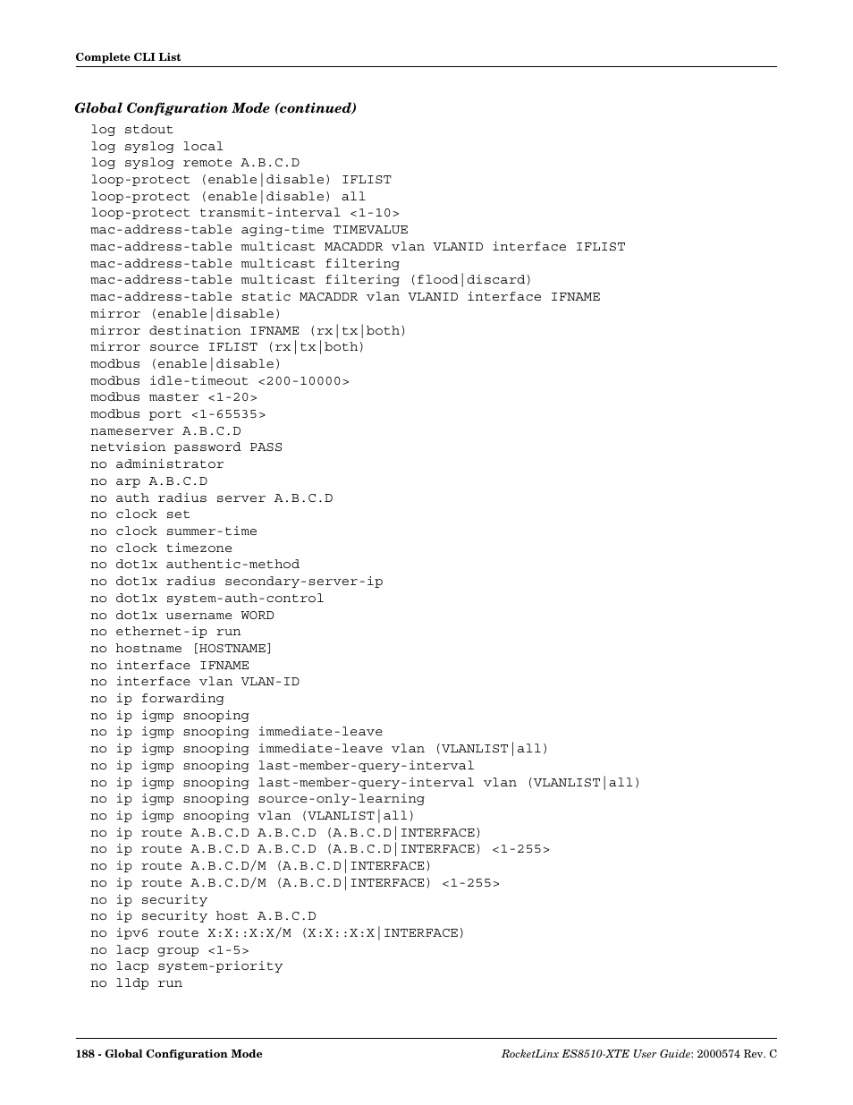Comtrol ES8510-XTE User Manual | Page 188 / 206